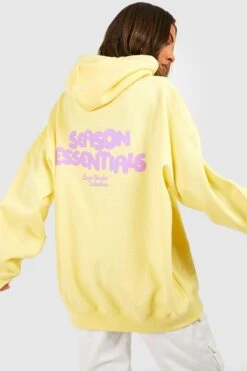 Oversize Hoodie Mit Season Essentials Slogan -Deutschland Mode Pfiff Verkaufs-Shop gzz51255 lemon xl 2