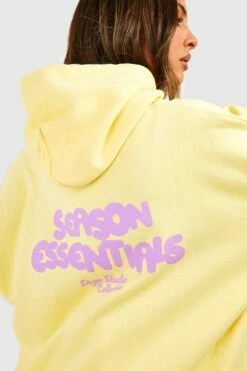 Oversize Hoodie Mit Season Essentials Slogan -Deutschland Mode Pfiff Verkaufs-Shop gzz51255 lemon xl 3