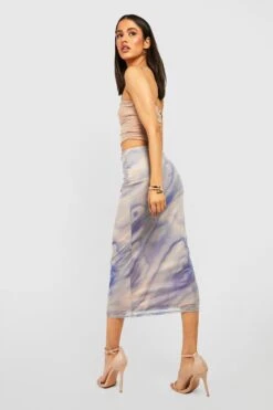 Mesh-Midirock Mit Marmor-Print -Deutschland Mode Pfiff Verkaufs-Shop gzz51338 blue xl 1