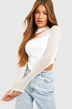 Mesh Korsett-Top Mit Zipfelsaum 6 Mesh Korsett-Top Mit Zipfelsaum -Deutschland Mode Pfiff Verkaufs-Shop gzz51552 white xl 2