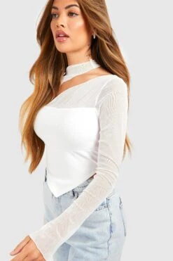 Mesh Korsett-Top Mit Zipfelsaum 7 Mesh Korsett-Top Mit Zipfelsaum -Deutschland Mode Pfiff Verkaufs-Shop gzz51552 white xl 3