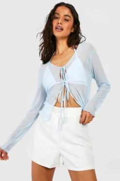 Mesh-Oberteil Mit Tiefem Ausschnitt Und Schnür-Detail -Deutschland Mode Pfiff Verkaufs-Shop gzz51559 baby20blue xl 2