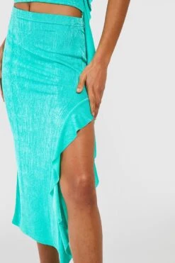 Strukturierter Midirock Mit Rüschen-Detail Und Schlitz -Deutschland Mode Pfiff Verkaufs-Shop gzz51580 jade xl 3