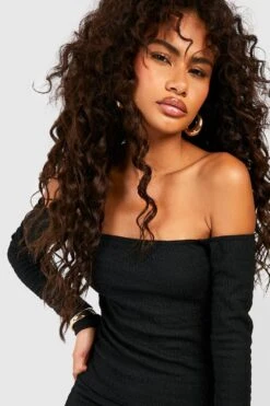 Schulterfreies Strukturiertes Oberteil In Knitteroptik -Deutschland Mode Pfiff Verkaufs-Shop gzz51591 black xl 3