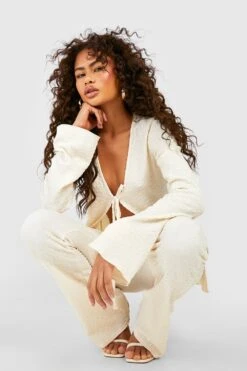 Strukturierte Schlaghose In Knitteroptik Mit Hohem Bund 7 Strukturierte Schlaghose In Knitteroptik Mit Hohem Bund -Deutschland Mode Pfiff Verkaufs-Shop gzz51593 natural xl 3