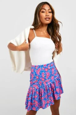 Florales Minirock Mit Rüschensaum