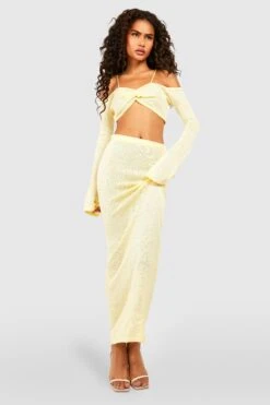 Feinstrick Bardot-Oberteil Und Maxirock 6 Feinstrick Bardot-Oberteil Und Maxirock -Deutschland Mode Pfiff Verkaufs-Shop gzz51753 lemon xl 2