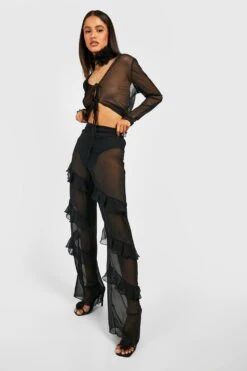 Transparente Rüschen-Schlaghose Mit Hohem Bund -Deutschland Mode Pfiff Verkaufs-Shop gzz51817 black xl 2