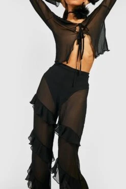 Transparente Rüschen-Schlaghose Mit Hohem Bund -Deutschland Mode Pfiff Verkaufs-Shop gzz51817 black xl 3