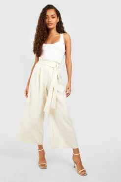 Paperbag Culotte-Hose Mit Hohem Bund Und Weitem Bein