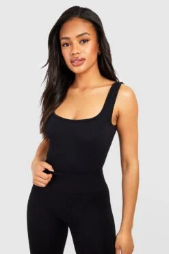 Nahtloser Gerippter Kontur-Body Mit Geradem Ausschnitt -Deutschland Mode Pfiff Verkaufs-Shop gzz51863 black xl 2