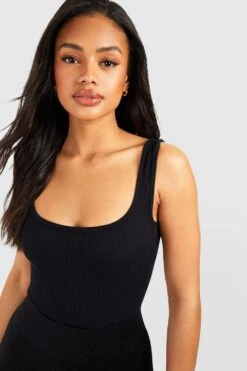 Nahtloser Gerippter Kontur-Body Mit Geradem Ausschnitt -Deutschland Mode Pfiff Verkaufs-Shop gzz51863 black xl 3