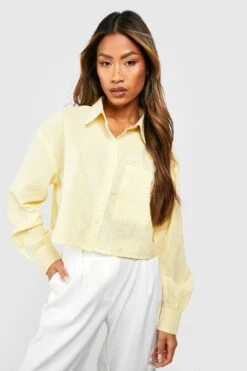 Langärmliges Kurzes Leinen-Hemd In Knitteroptik -Deutschland Mode Pfiff Verkaufs-Shop gzz51954 lemon xl 3