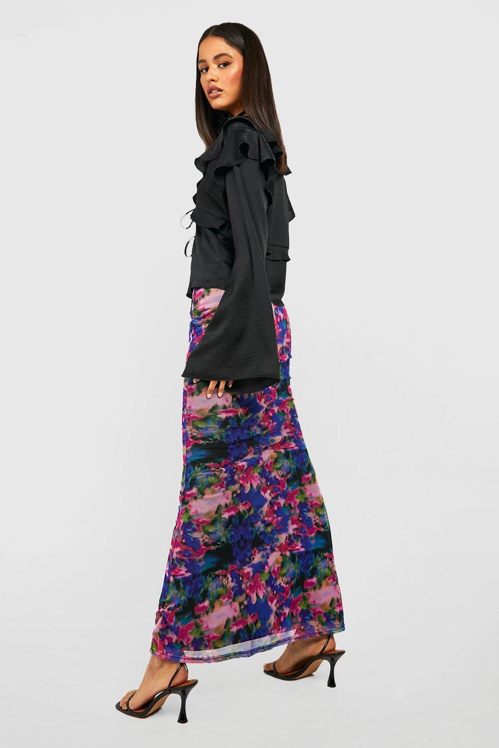 Neon Mesh Maxi-Sliprock Mit Abstraktem Print 2 Neon Mesh Maxi-Sliprock Mit Abstraktem Print – Bild 2