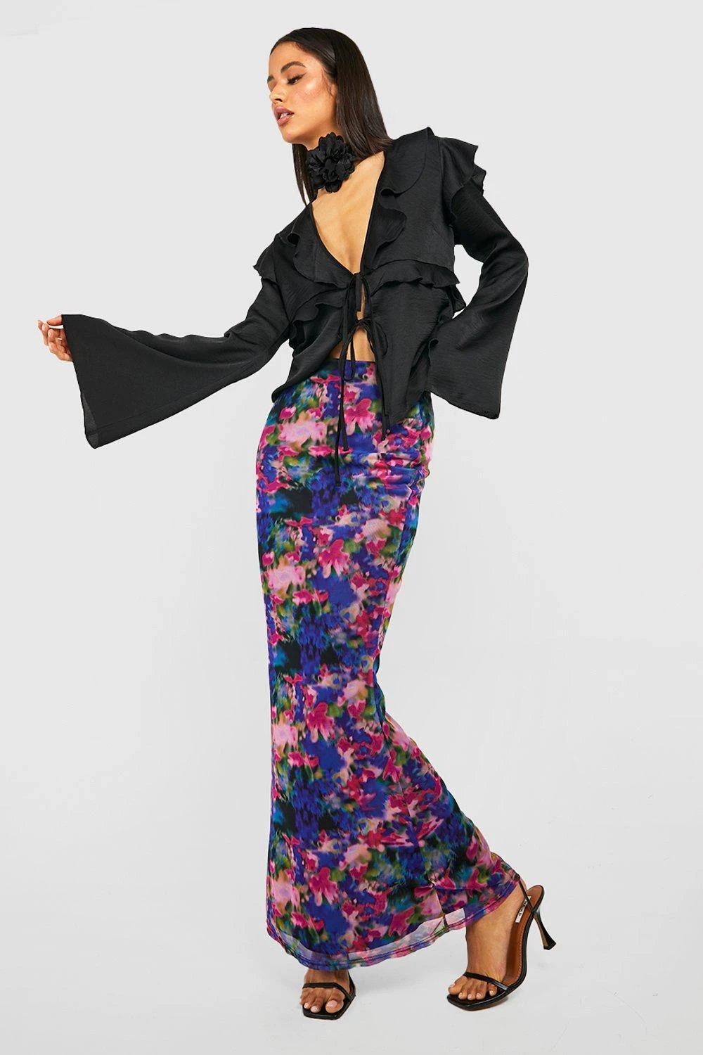 Neon Mesh Maxi-Sliprock Mit Abstraktem Print 3 Neon Mesh Maxi-Sliprock Mit Abstraktem Print – Bild 3