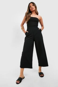 Culotte-Hose Aus Crepestoff Mit Weitem Bein