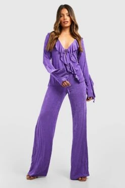 Strukturierte Hose Mit Weitem Bein 6 Strukturierte Hose Mit Weitem Bein -Deutschland Mode Pfiff Verkaufs-Shop gzz52152 jewel20purple xl 2