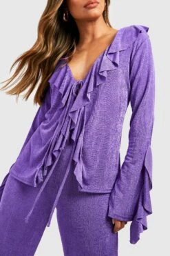 Strukturiertes Geschnürte Rüschen-Bluse 7 Strukturiertes Geschnürte Rüschen-Bluse -Deutschland Mode Pfiff Verkaufs-Shop gzz52153 jewel20purple xl 3