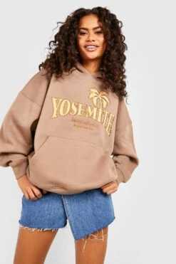 Oversize Hoodie Mit Yosemite Slogan Applikation 6 Oversize Hoodie Mit Yosemite Slogan Applikation -Deutschland Mode Pfiff Verkaufs-Shop gzz52297 taupe xl 2