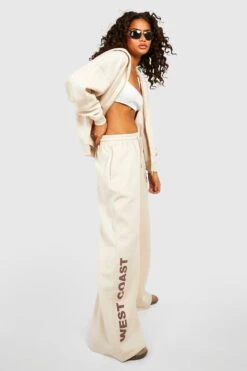 Jogginghose Mit Weitem Bein Und West Coast Slogan -Deutschland Mode Pfiff Verkaufs-Shop gzz52300 stone xl 2