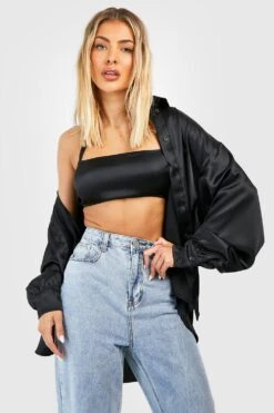Premium 2-in-1 Oversize Hemd Und Satin-Bralette