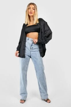 Premium 2-in-1 Oversize Hemd Und Satin-Bralette -Deutschland Mode Pfiff Verkaufs-Shop gzz52346 black xl 2