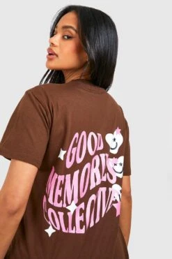 Oversize T-Shirt Mit Good Memories Print -Deutschland Mode Pfiff Verkaufs-Shop gzz52549 chocolate xl 3
