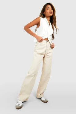 Ecru Jeans Mit Weitem Bein -Deutschland Mode Pfiff Verkaufs-Shop gzz52604 ecru xl 2