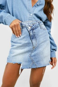 Minirock Mit Asymmetrischem Bund Und Ausgefranstem Saum -Deutschland Mode Pfiff Verkaufs-Shop gzz52610 vintage20wash xl 3