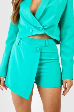 Asymmetrische Wickel-Skorts -Deutschland Mode Pfiff Verkaufs-Shop gzz52728 emerald xl 3