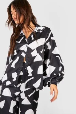 Lockeres Hemd Mit Abstraktem Print -Deutschland Mode Pfiff Verkaufs-Shop gzz52770 black xl 3