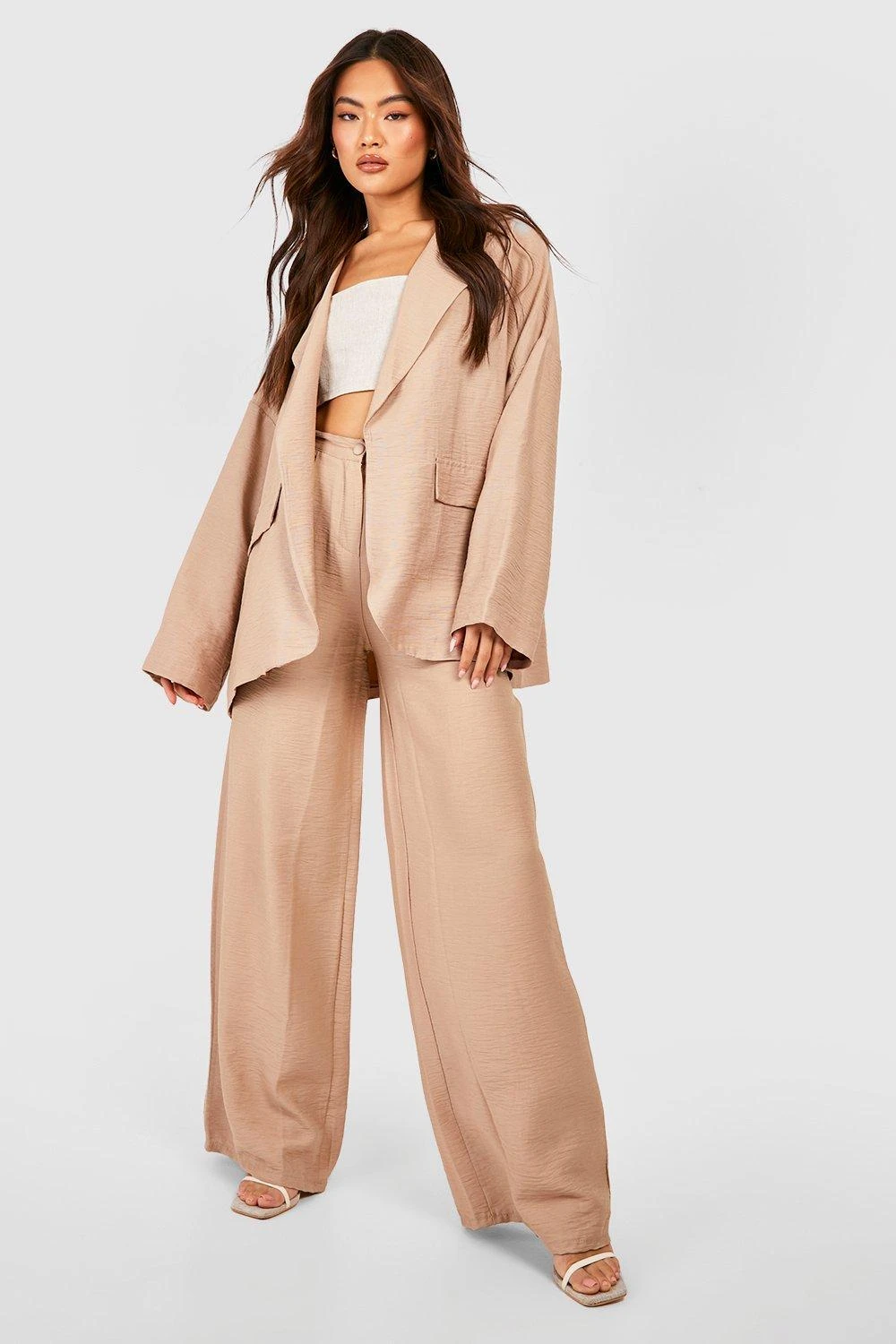 Strukturierte Bundfalten Hose Mit Weitem Bein 3 Strukturierte Bundfalten Hose Mit Weitem Bein – Bild 3