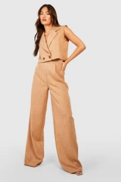 Strukturierte Hose Mit Weitem Bein