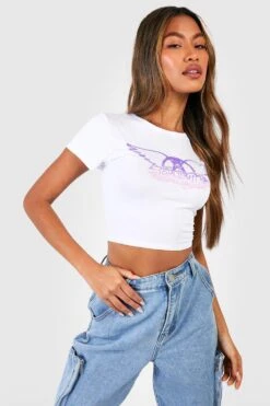 Kurzes Band T-Shirt Mit Lizenziertem Aerosmith Print