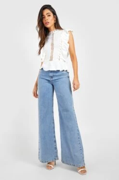 Oberteil In Leinenoptik Mit Gehäkeltem Detail -Deutschland Mode Pfiff Verkaufs-Shop gzz53073 white xl 2