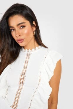 Oberteil In Leinenoptik Mit Gehäkeltem Detail -Deutschland Mode Pfiff Verkaufs-Shop gzz53073 white xl 3