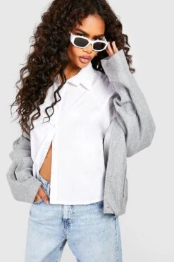 Baumwoll-Hemd Mit Gerollten Ärmeln