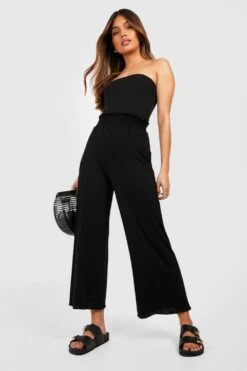 Jersey Culotte-Hose Mit Geraffter Taille