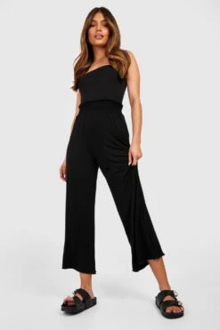 Jersey Culotte-Hose Mit Geraffter Taille -Deutschland Mode Pfiff Verkaufs-Shop gzz53104 black xl 2