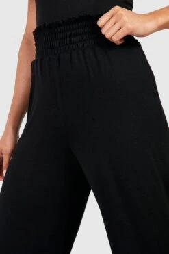 Jersey Culotte-Hose Mit Geraffter Taille -Deutschland Mode Pfiff Verkaufs-Shop gzz53104 black xl 3