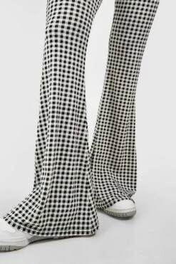 Karierte Gingham Jersey-Schlaghose -Deutschland Mode Pfiff Verkaufs-Shop gzz53168 black xl 3