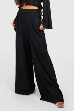 Weite Hose In Knitteroptik Mit Elastischem Bund -Deutschland Mode Pfiff Verkaufs-Shop gzz53263 black xl 3