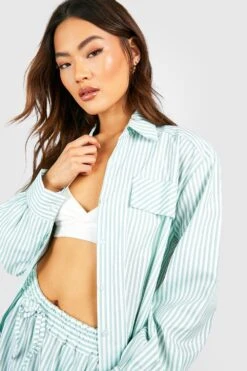 Lockeres Hemd Mit Kontrast-Streifen -Deutschland Mode Pfiff Verkaufs-Shop gzz53272 green xl 3