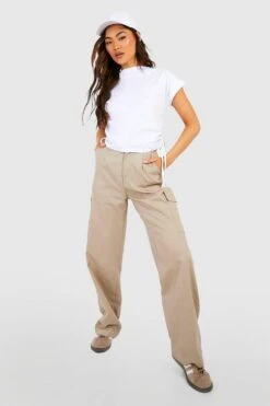 Kurzes T-Shirt Mit Gerollten Ärmeln Und Seitlicher Raffung -Deutschland Mode Pfiff Verkaufs-Shop gzz53489 white xl 2