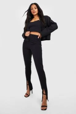 Leggings Mit Hohem Bund Und Reißverschluss-Saum