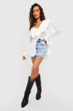 Chiffon-Bluse Mit Rüschen Vorne -Deutschland Mode Pfiff Verkaufs-Shop gzz53548 white xl 3