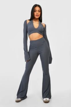 Soft Touch Neckholder Crop Top -Deutschland Mode Pfiff Verkaufs-Shop gzz53563 charcoal xl 2