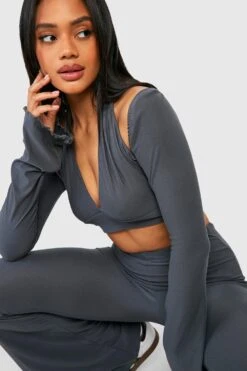 Soft Touch Neckholder Crop Top -Deutschland Mode Pfiff Verkaufs-Shop gzz53563 charcoal xl 3