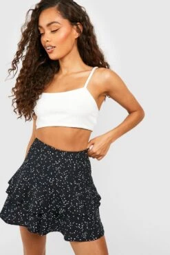 Gepunktete Shorts Mit Rüschensaum -Deutschland Mode Pfiff Verkaufs-Shop gzz53663 black xl 2