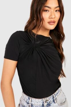 Kurzärmliges Oberteil Mit Twist Vorne 6 Kurzärmliges Oberteil Mit Twist Vorne -Deutschland Mode Pfiff Verkaufs-Shop gzz53750 black xl 2